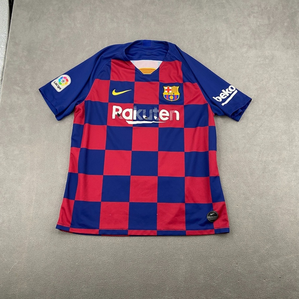 Nike FC Barcelona 2019/2020 Home Football Jersey Mens XL Blue Red Check V Neck
